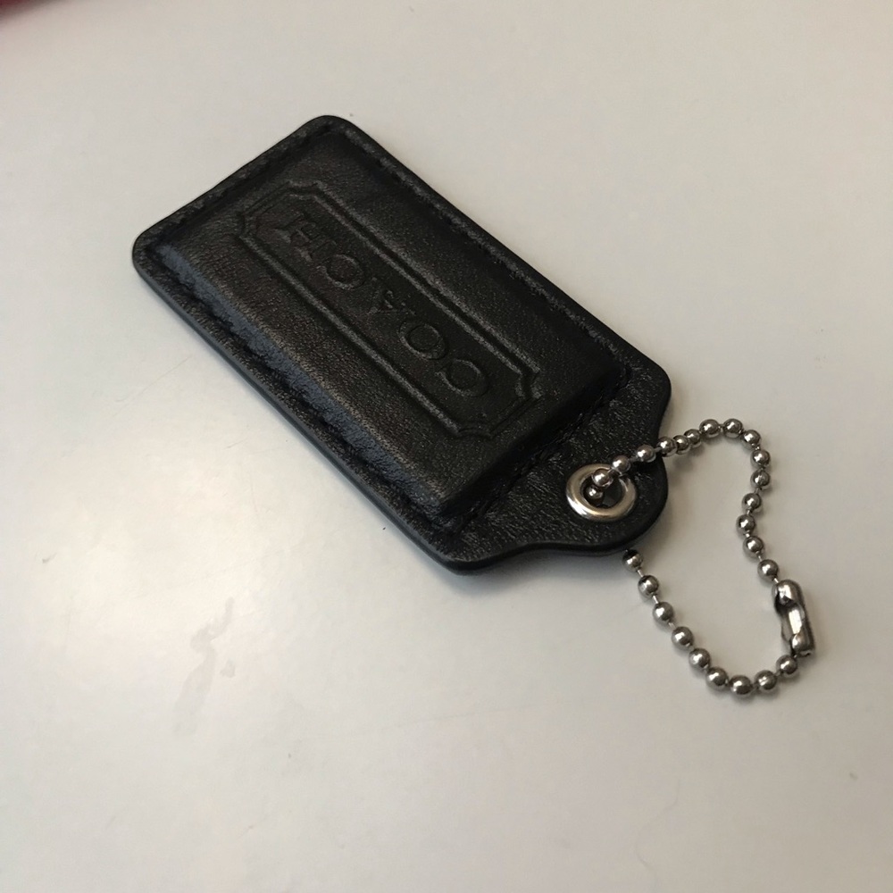 Coach Large Leather Hang Tag, Black / Silver - Picture 4 of 8